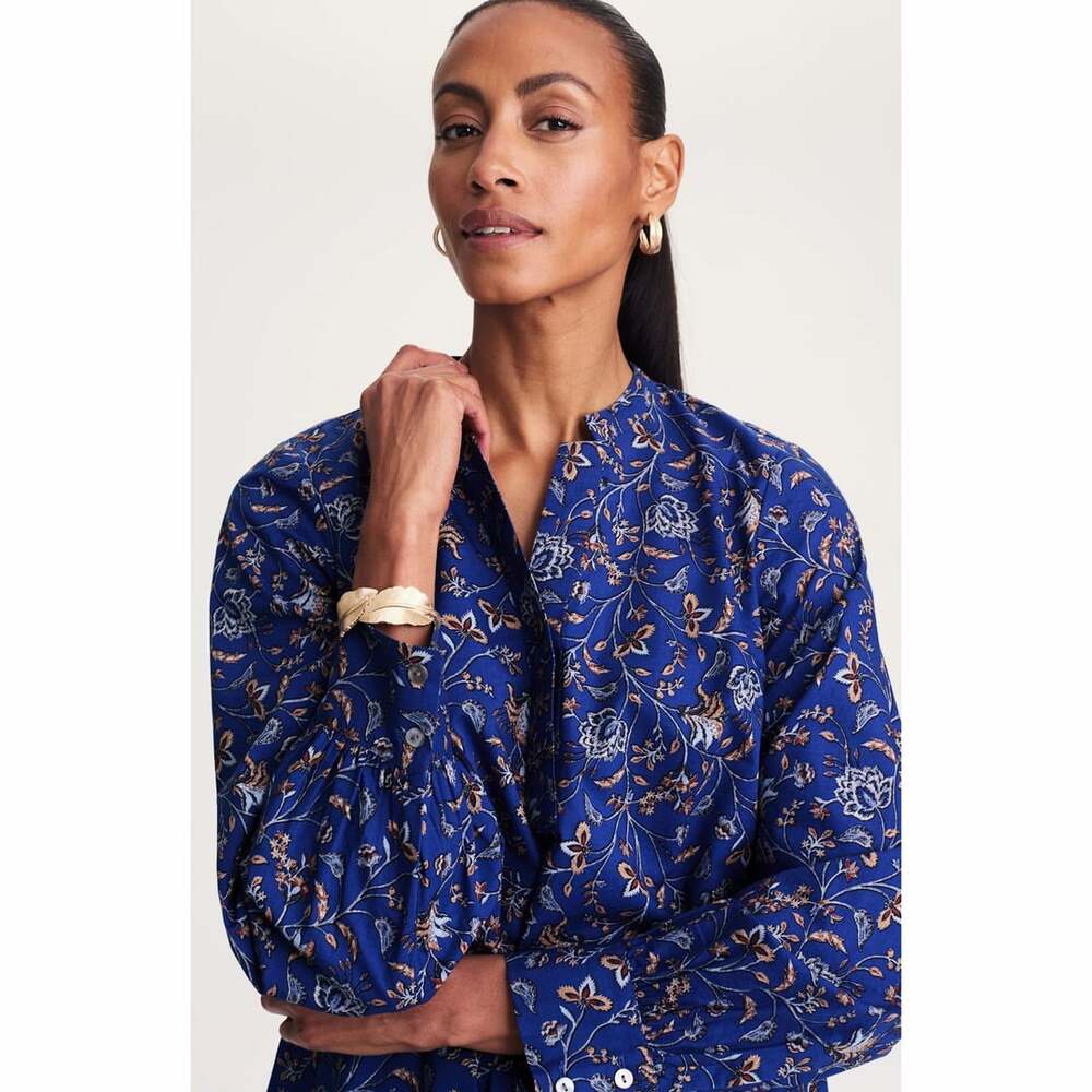 J. Jill Wearever A-Line Floral Printed Popover Pima Cotton Lyocell Top L